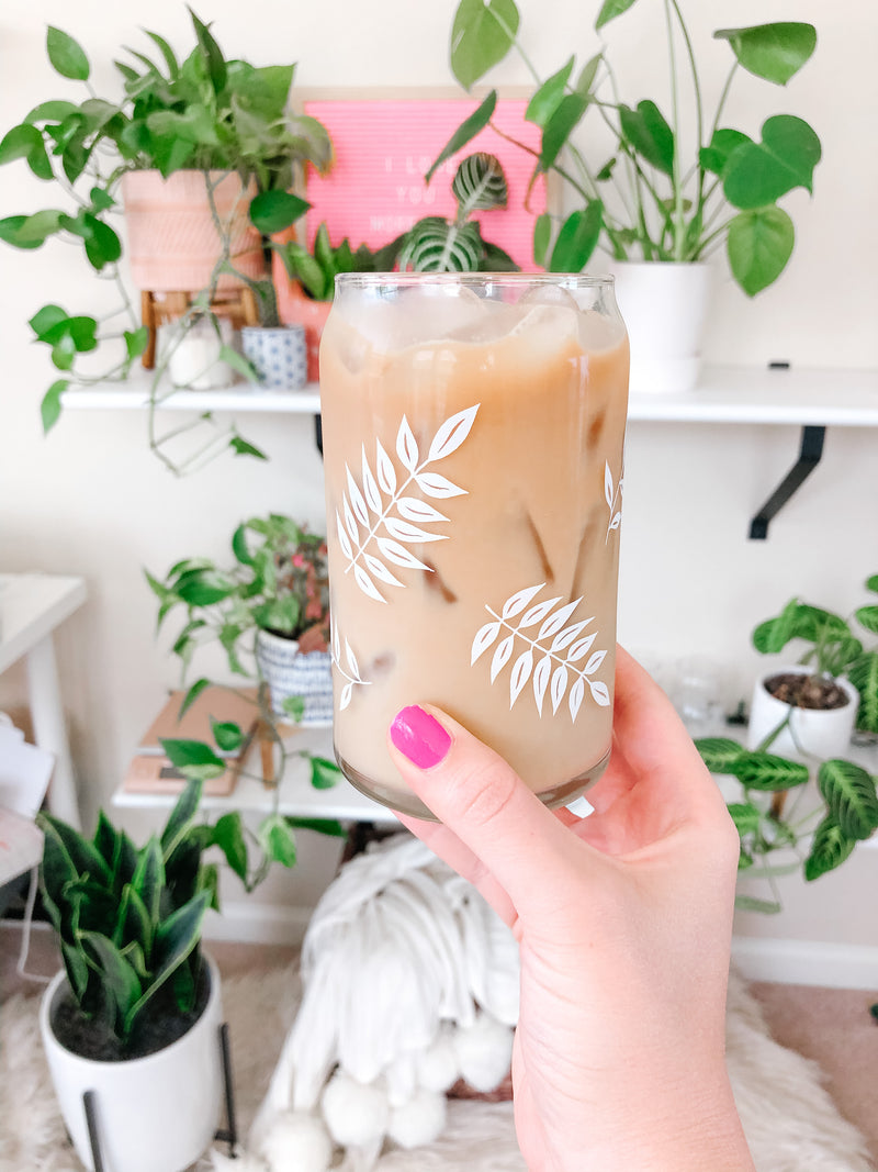 16oz Greenery Glass