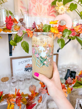 20oz Give Thanks Floral Glass