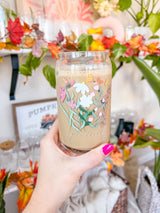 16oz Give Thanks Floral Glass