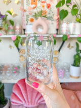 16oz Flower Quote Glass