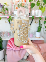 20oz Flower Quote Glass