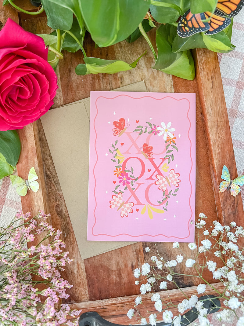 XO Garden Valentine Greeting Card