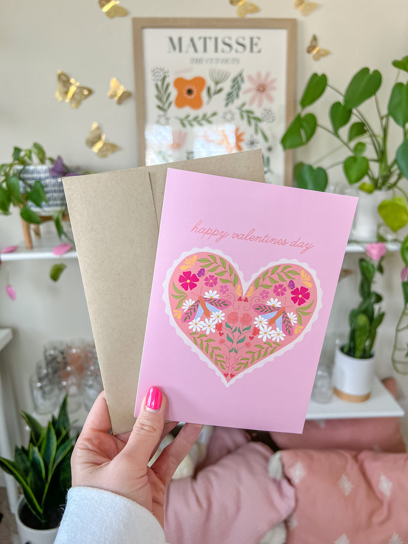 Floral Heart Valentine Greeting Card