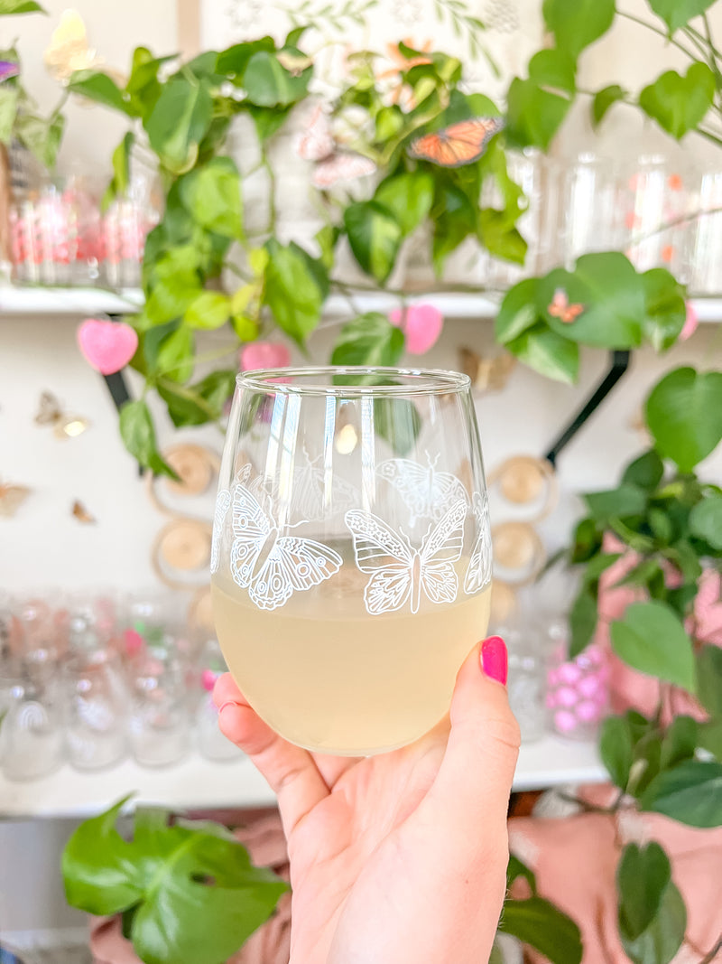 Butterfly Wine Glass